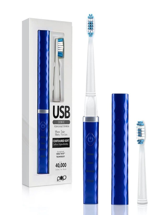 Pop Sonic USB Charge Anywhere Toothbrush (Navy) | Rechargeable Toothbrush w/Up to 40,000 Brush Strokes/Minute-Long-Lasting Dupont Nylon Bristles - Teens & Adult - Image 3